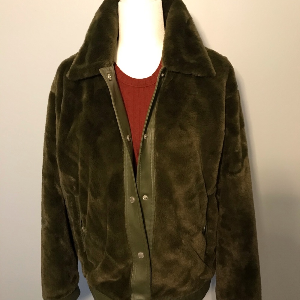 Avec Les Filles warm green faux fur coat